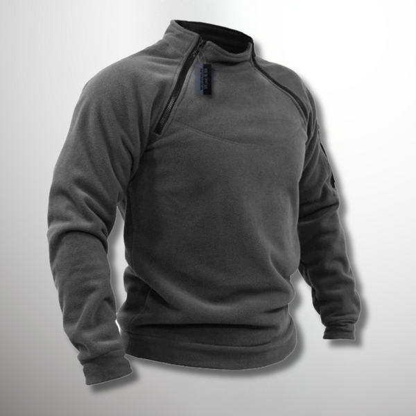 Men’s Tactical Windproof Fleece Jumper with High Neck Half-Zip Design