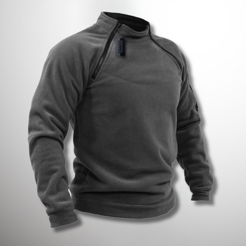 Men’s Tactical Windproof Fleece Jumper with High Neck Half-Zip Design