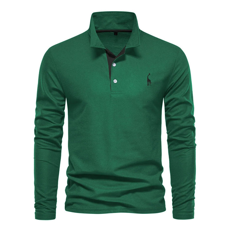Men’s Long Sleeve Polo Jumper with Button Placket and Collar