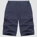 Men's Knee-Length Cargo Shorts with Side Pockets and Zip Closure