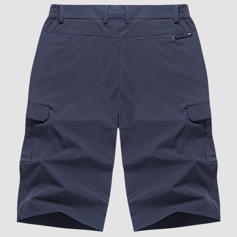 Men's Knee-Length Cargo Shorts with Side Pockets and Zip Closure
