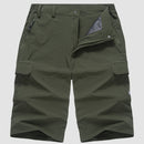 Men's Knee-Length Cargo Shorts with Side Pockets and Zip Closure