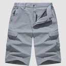 Men's Knee-Length Cargo Shorts with Side Pockets and Zip Closure
