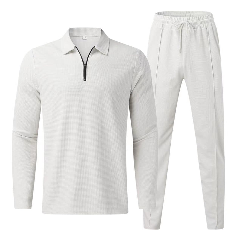 Men's Long Sleeve Polo Shirt and Sweatpants Set