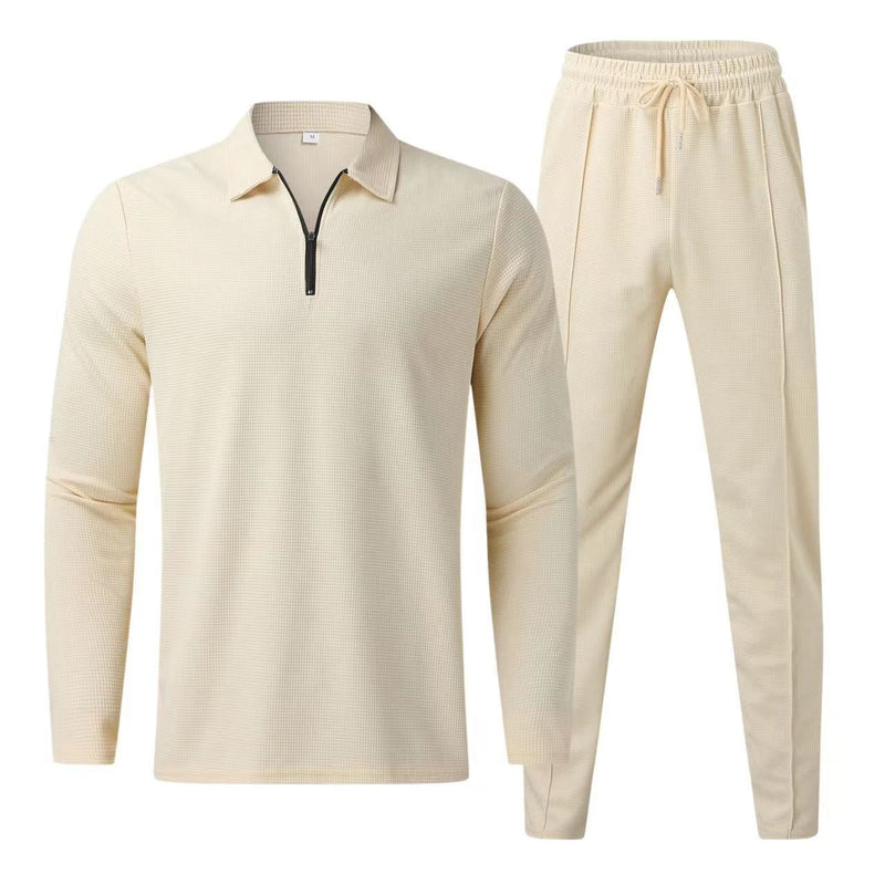 Men's Long Sleeve Polo Shirt and Sweatpants Set
