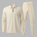 Men's Long Sleeve Polo Shirt and Sweatpants Set