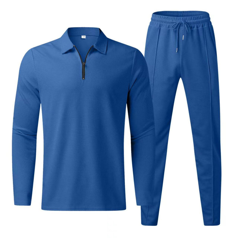 Men's Long Sleeve Polo Shirt and Sweatpants Set