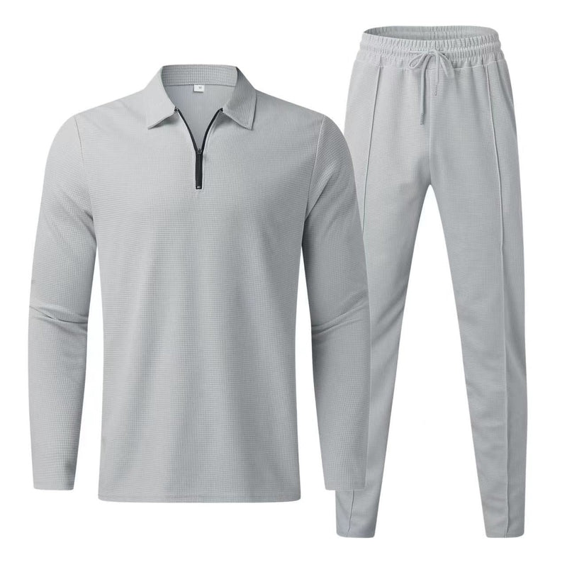 Men's Long Sleeve Polo Shirt and Sweatpants Set