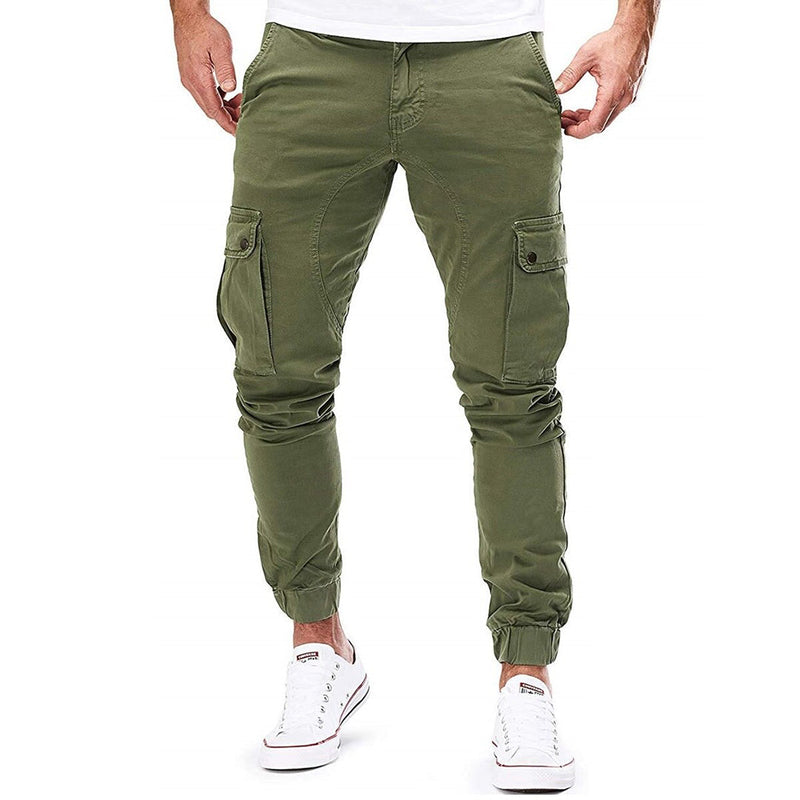 Men's Cargo Trousers Slim Fit Multi-Pocket Casual Jogger Style
