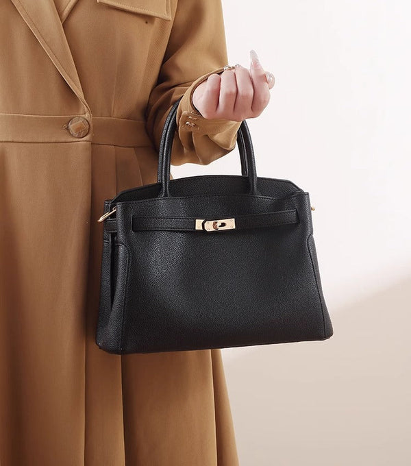 Women's Structured Crossbody Handbag with Top Handle and Clasp