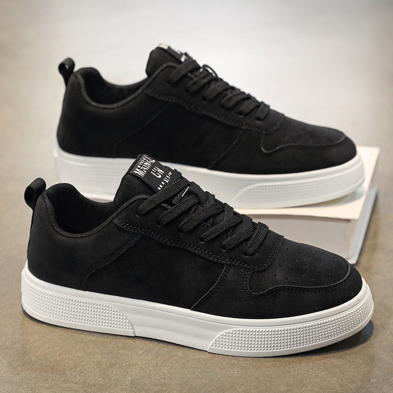 Men's Low-Top Lace-Up Sneakers with Perforated Rubber Sole