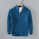 Men’s Cable Knit Half-Zip Jumper with Classic Textured Design