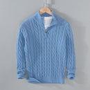 Men’s Cable Knit Half-Zip Jumper with Classic Textured Design