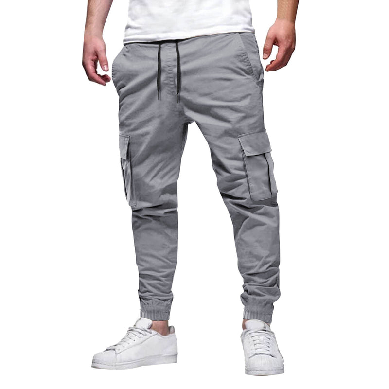 Men's Slim Fit Cargo Jogger Pants with Elastic Waist and Cuffs