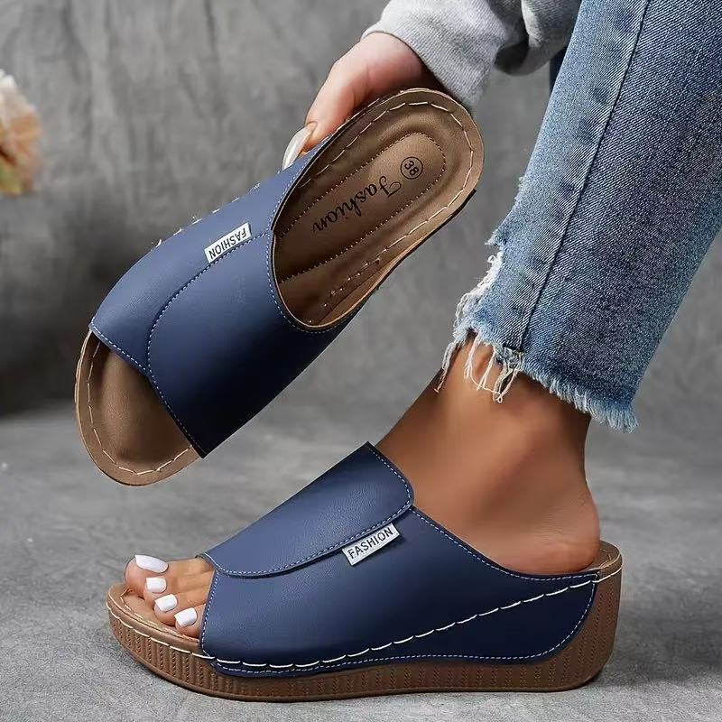 Women's Slip-On Wedge Sandals with Open Toe