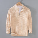 Men’s Cable Knit Half-Zip Jumper with Classic Textured Design