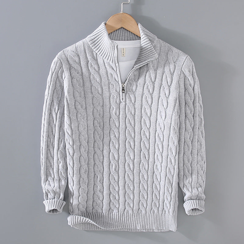 Men’s Cable Knit Half-Zip Jumper with Classic Textured Design