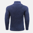 Men’s Textured Knit Jumper with Shawl Collar and Button Detail