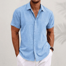 Men's Short-Sleeved Shirt with Button Down Design