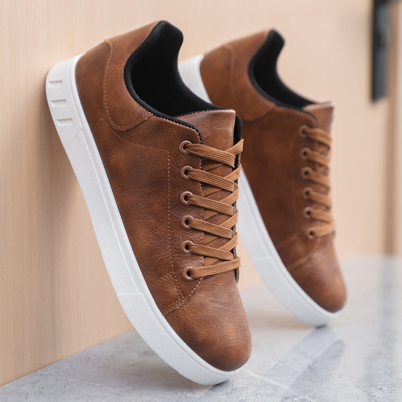 Men’s Low-Top Casual Sneakers with Lace-Up Front and White Sole