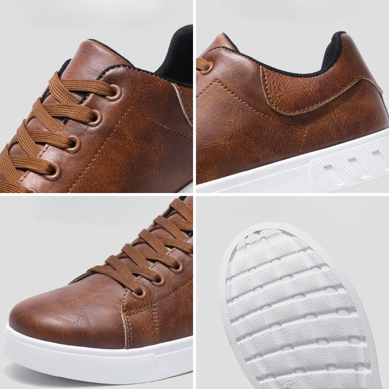 Men’s Low-Top Casual Sneakers with Lace-Up Front and White Sole
