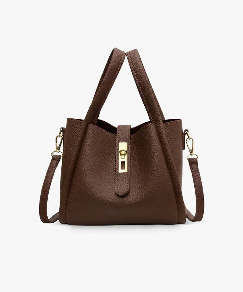 Women's Structured Handbag with Top Handles and Gold-Tone Hardware