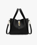 Women's Structured Handbag with Top Handles and Gold-Tone Hardware
