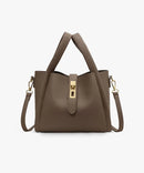 Women's Structured Handbag with Top Handles and Gold-Tone Hardware
