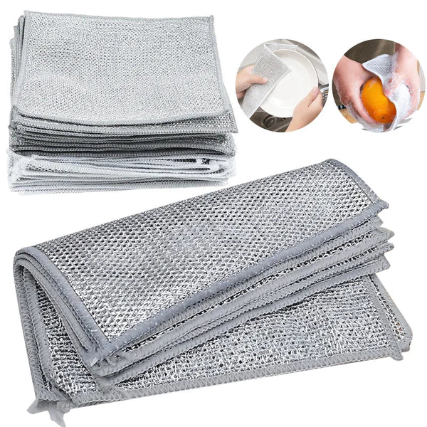 Pack 10x Panos de limpeza duplo de aço inoxidável