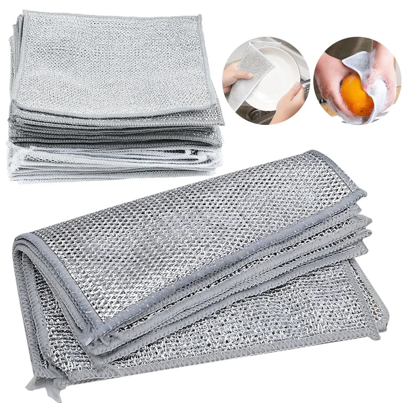 Pack 10x Panos de limpeza duplo de aço inoxidável