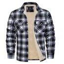 Men's Checked Bomber Jacket with Warm Lining and Snap Pockets