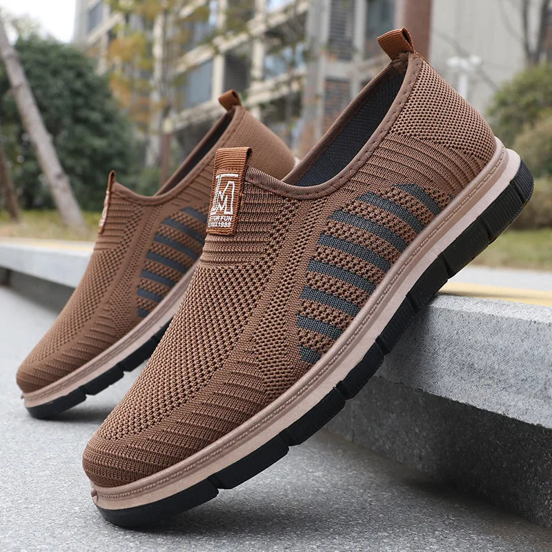 Men's Lightweight Mesh Slip-On Sneakers with Flexible Sole Design