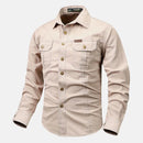Men's Long-Sleeve Button-Front Shirt with Classic Collar Style