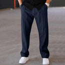 Men's Loose Fit Straight Trousers with Adjustable Drawstring Waist