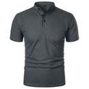 Men's Casual Short Sleeve Polo Shirt with Mandarin Collar Design