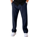 Men's Loose Fit Straight Trousers with Adjustable Drawstring Waist