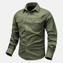 Men's Long-Sleeve Button-Front Shirt with Classic Collar Style