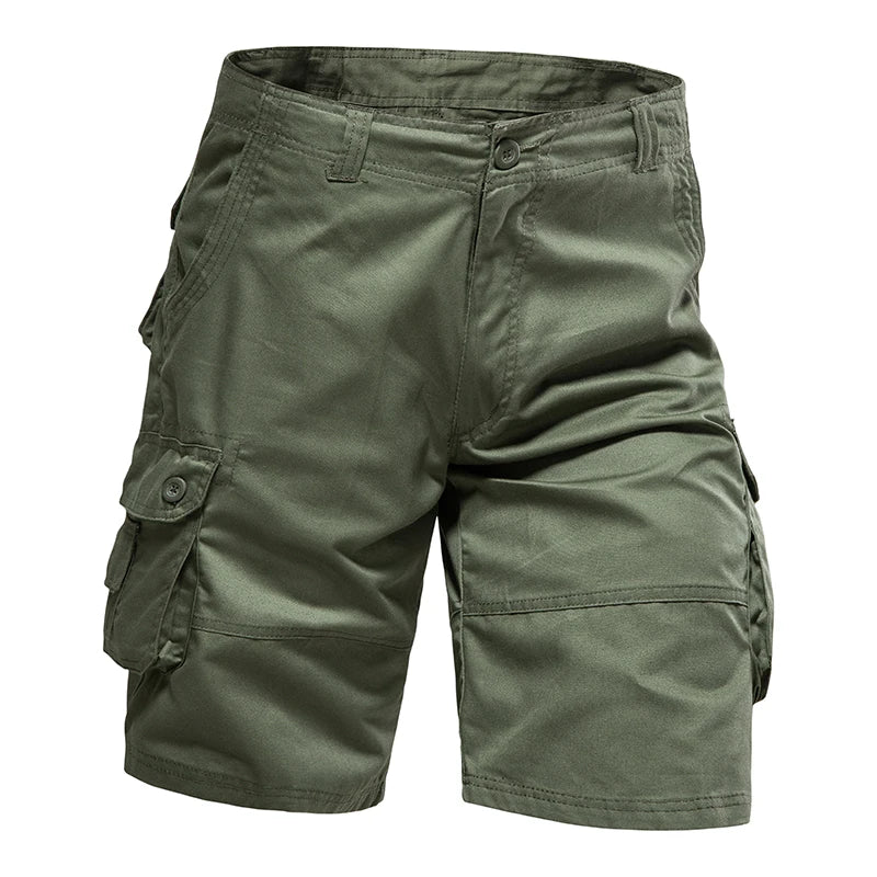 Men's Loose Fit Cargo Shorts with Multi Pockets and Button Closure