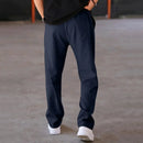 Men's Loose Fit Straight Trousers with Adjustable Drawstring Waist