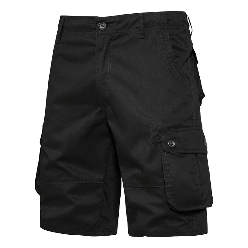 Men's Loose Fit Cargo Shorts with Multi Pockets and Button Closure
