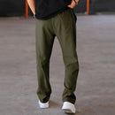 Men's Loose Fit Straight Trousers with Adjustable Drawstring Waist