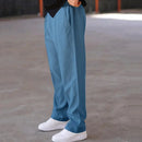 Men's Loose Fit Straight Trousers with Adjustable Drawstring Waist