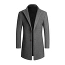 Men's Slim Fit Long Coat with Classic Lapel Design