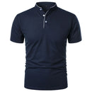 Men's Casual Short Sleeve Polo Shirt with Mandarin Collar Design