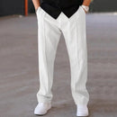 Men's Loose Fit Straight Trousers with Adjustable Drawstring Waist
