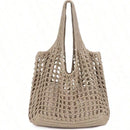 Women's Crochet Tote Bag with Hollow Knit and Large Capacity