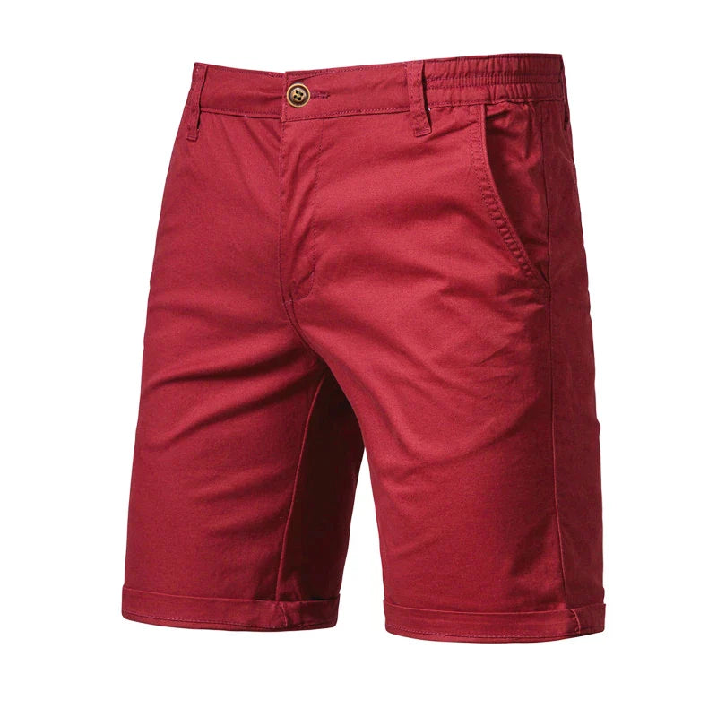 Men's Casual Elastic Waist Chino Shorts with Tailored Hem