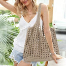Women's Crochet Tote Bag with Hollow Knit and Large Capacity