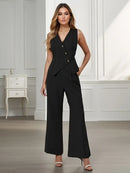 Women's Two Piece Tailored Vest and Wide Leg Pants Set
