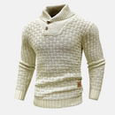 Men’s Textured Knit Jumper with Shawl Collar and Button Detail